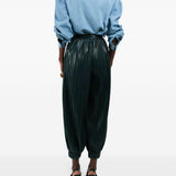Pantaloni plissettati con polsini in verde Rowen Rose - donna 