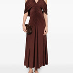Abito midi con scollo a V in borgogna Self-Portrait - donna 