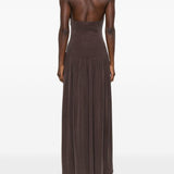 Abito lungo con scollo halter in marrone Aya Muse - donna 
