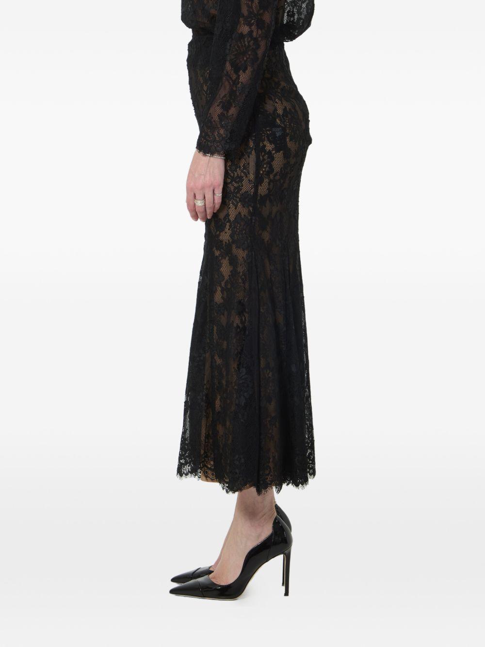 Gonna midi in pizzo in nero 