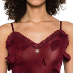 Top con ricami a farfalla in bordeaux Coperni - donna 