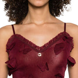 Top con ricami a farfalla in bordeaux Coperni - donna 