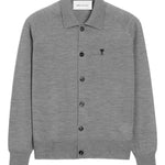 Cardigan ricamato in grigio Ami paris - uomo 