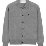 Cardigan ricamato in grigio Ami paris - uomo 