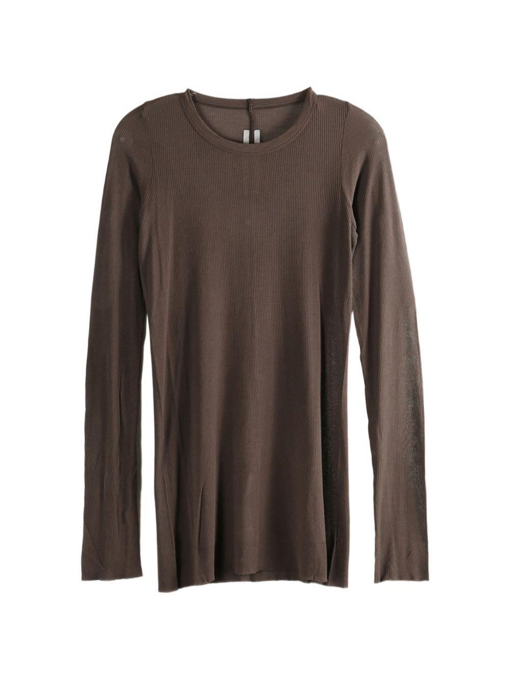 T-shirt a maniche lunghe a costine in marrone Rick owens - uomo 