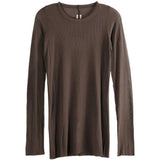 T-shirt a maniche lunghe a costine in marrone Rick owens - uomo 