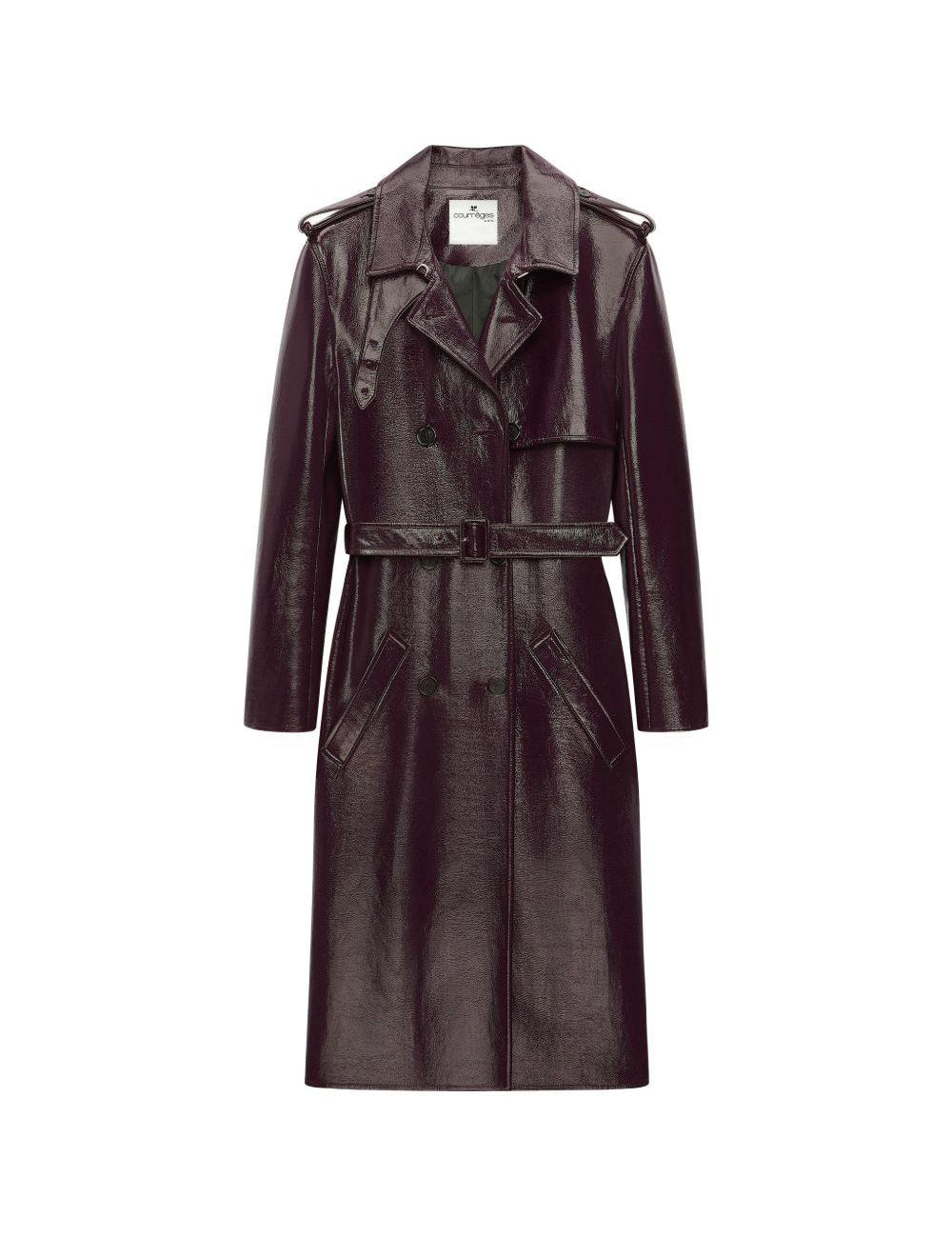 Trench a doppio petto in vinile in bordeaux Courrèges - donna 