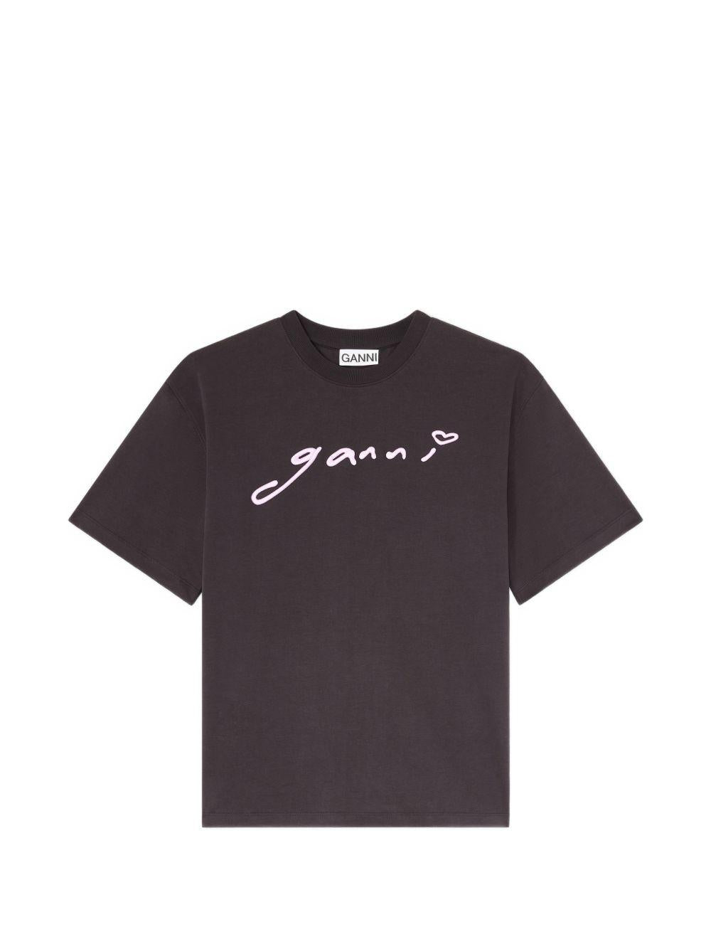 T-shirt Signature in grigio Ganni - donna 
