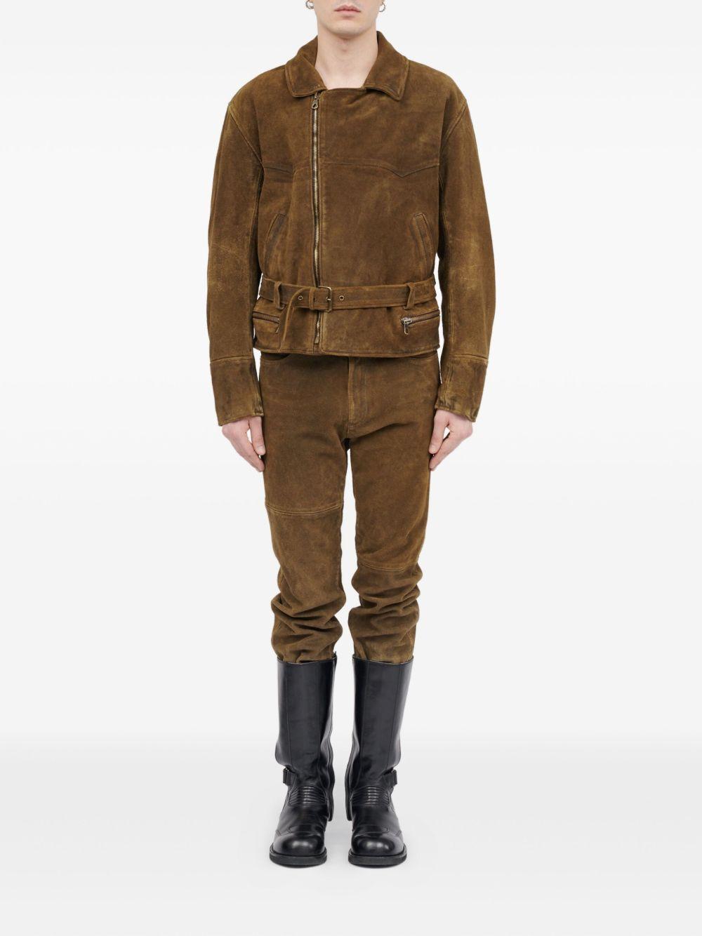 Giacca in suede con cintura in marrone Mm6 maison margiela - uomo 