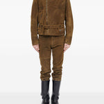 Giacca in suede con cintura in marrone Mm6 maison margiela - uomo 
