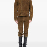 Giacca in suede con cintura in marrone Mm6 maison margiela - uomo 