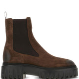 Stivali in pelle con inserti elasticizzati in marrone Hogan - donna 