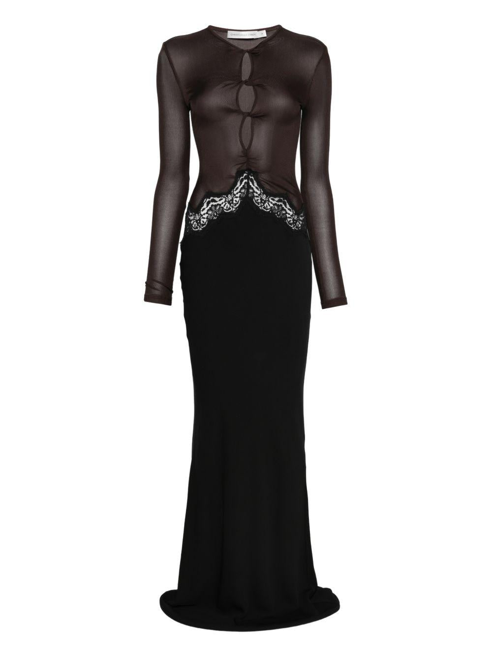Abito da sera con dettagli in pizzo in nero Christopher esber - donna 