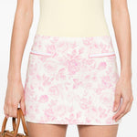 Minigonna con stampa in bianco e rosa Rowen Rose - donna 