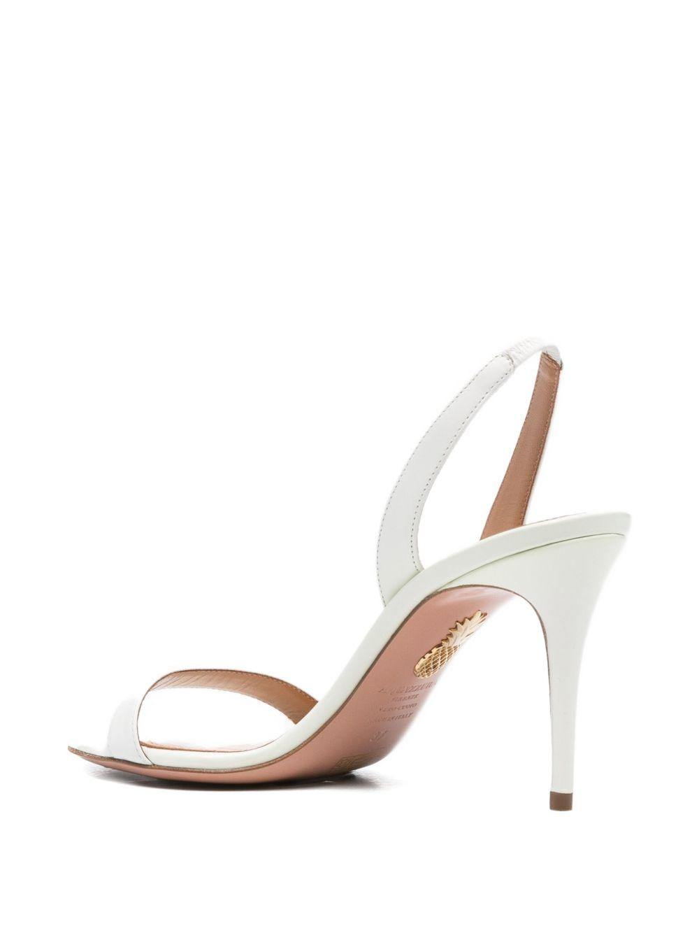Sandali in pelle con cinturino 90mm so nude in bianco Aquazzura - donna 