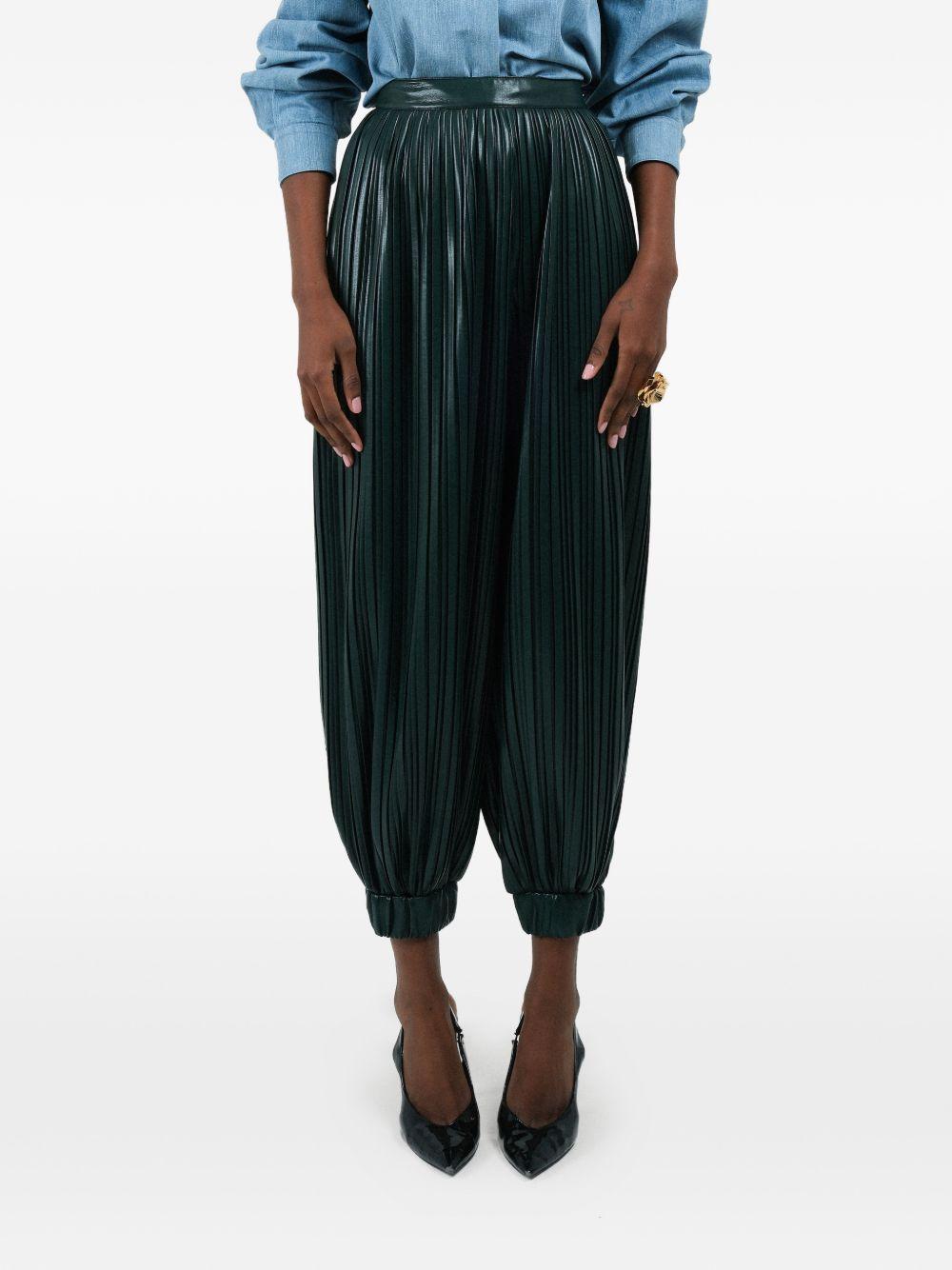 Pantaloni plissettati con polsini in verde Rowen Rose - donna 