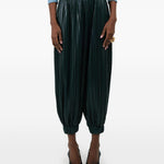 Pantaloni plissettati con polsini in verde Rowen Rose - donna 