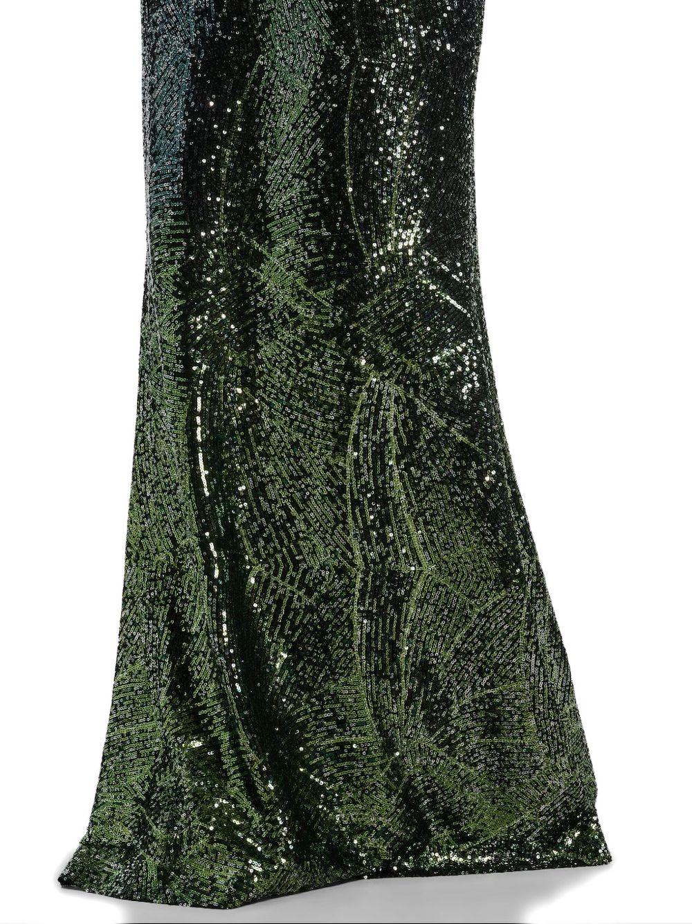 Abito lungo in misto seta con paillettes in verde Elie Saab - donna 