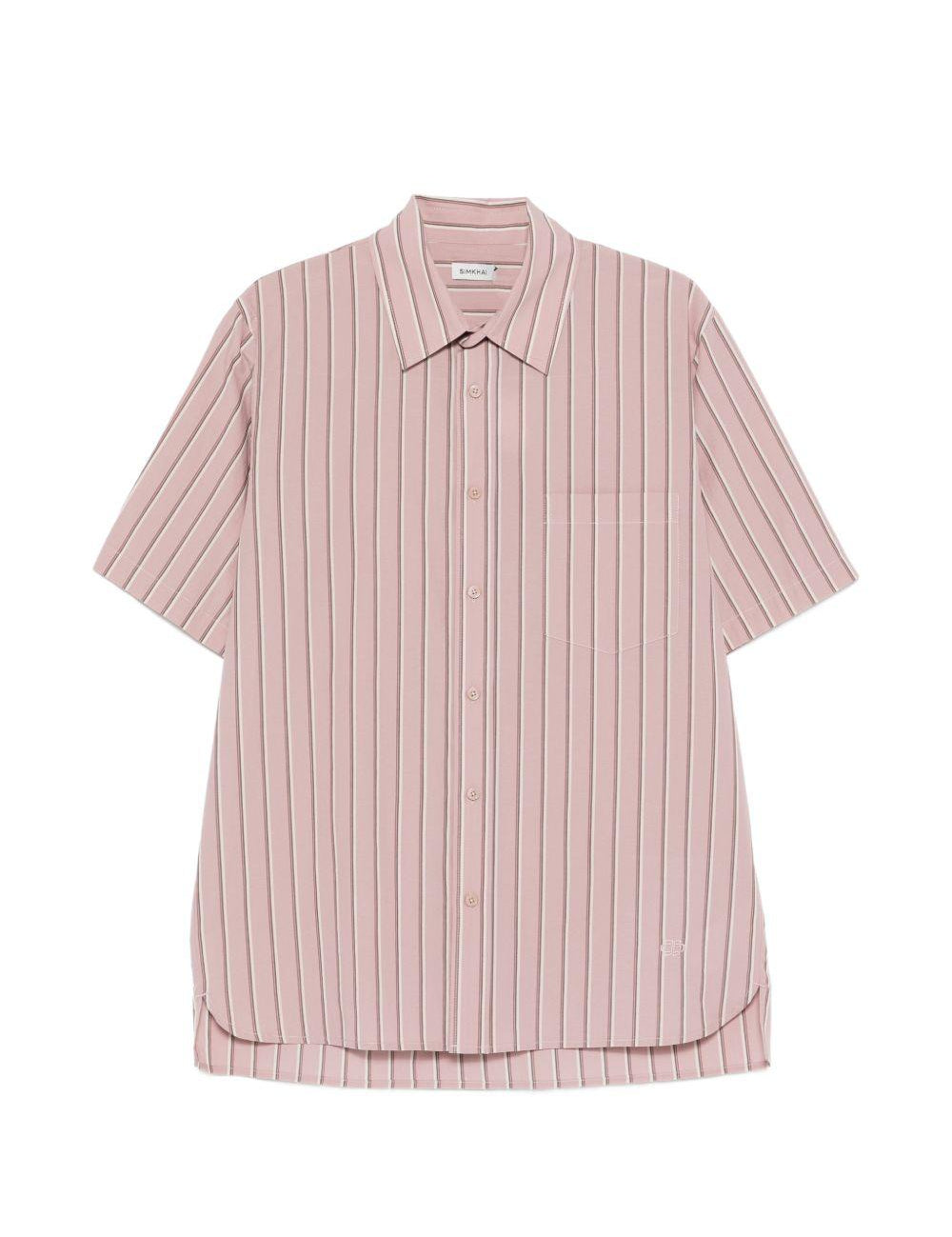 Camicia a maniche corte a righe in rosa Simkhai - uomo 