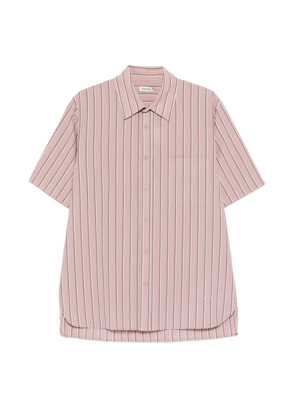Camicia a maniche corte a righe in rosa Simkhai - uomo 
