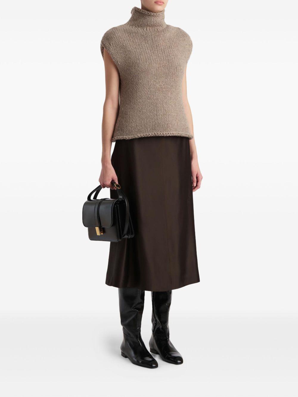 Gonna lunga satinata in marrone scuro Khaite - donna 
