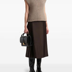 Gonna lunga satinata in marrone scuro Khaite - donna 