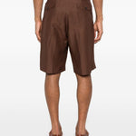 Pantaloncini con pieghe in marrone Laneus - uomo 