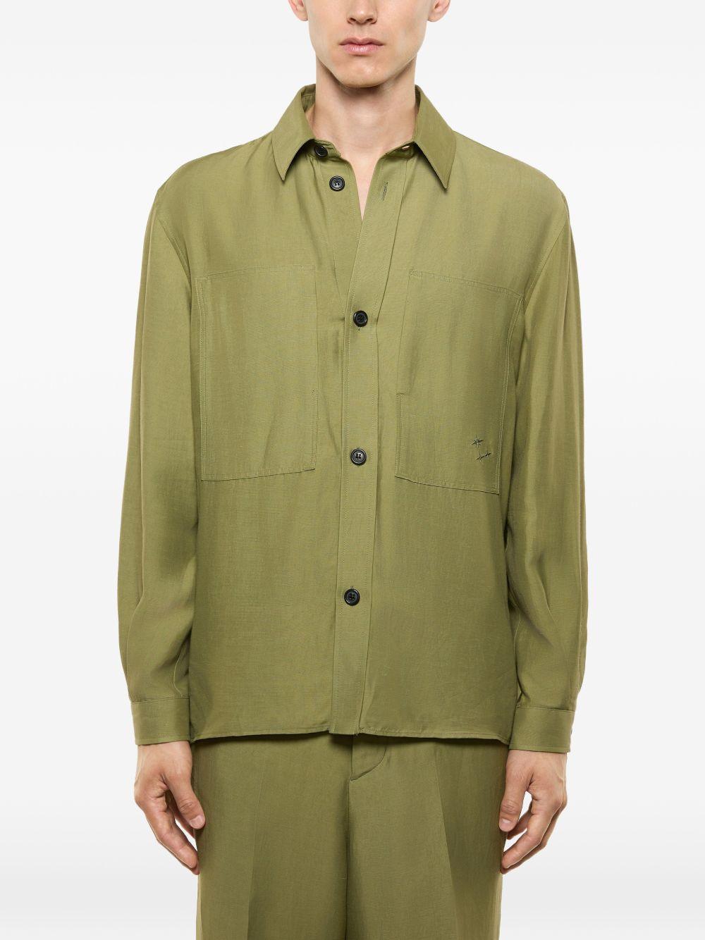 Giacca-camicia con ricamo in verde Laneus - uomo 