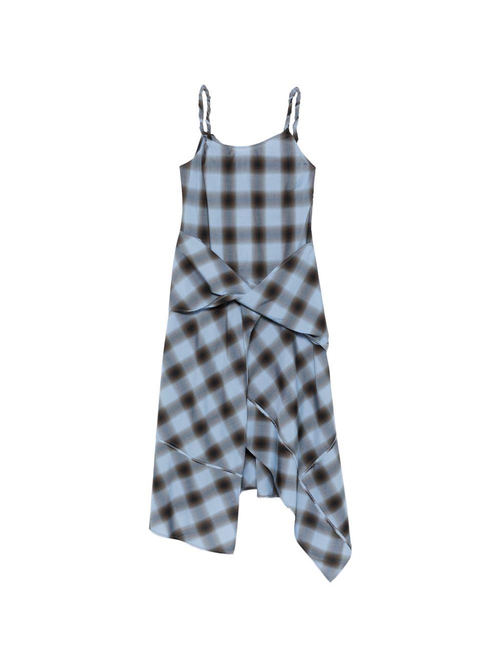 Abito midi con balze in azzurro e nero Feng Chen Wang - donna 