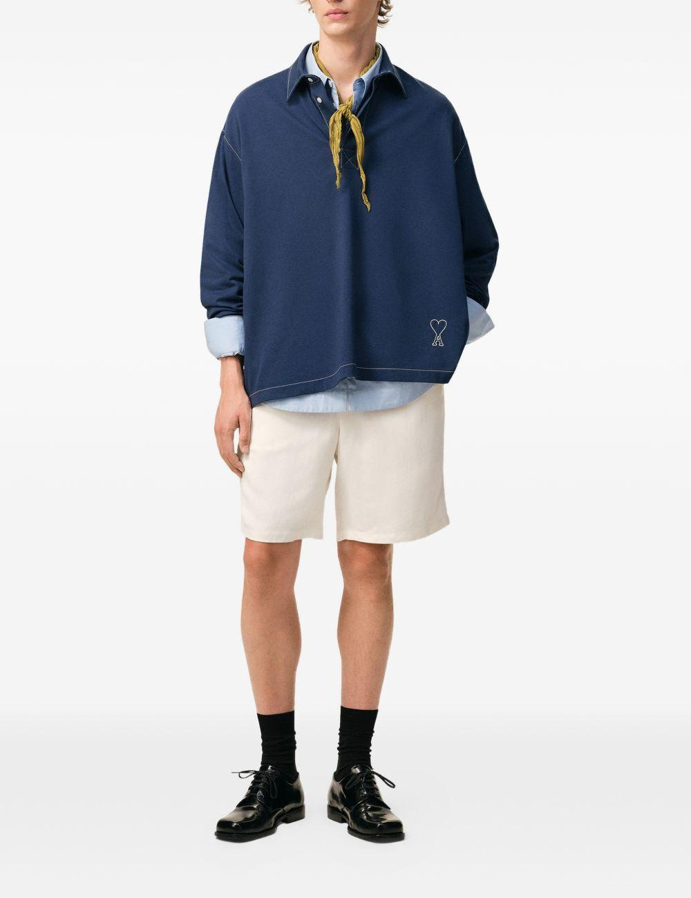Polo Ami de Coeur con logo in blu Ami paris - uomo 