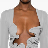 Abito lungo con drappeggio e scollo in grigio Christopher Esber - donna 