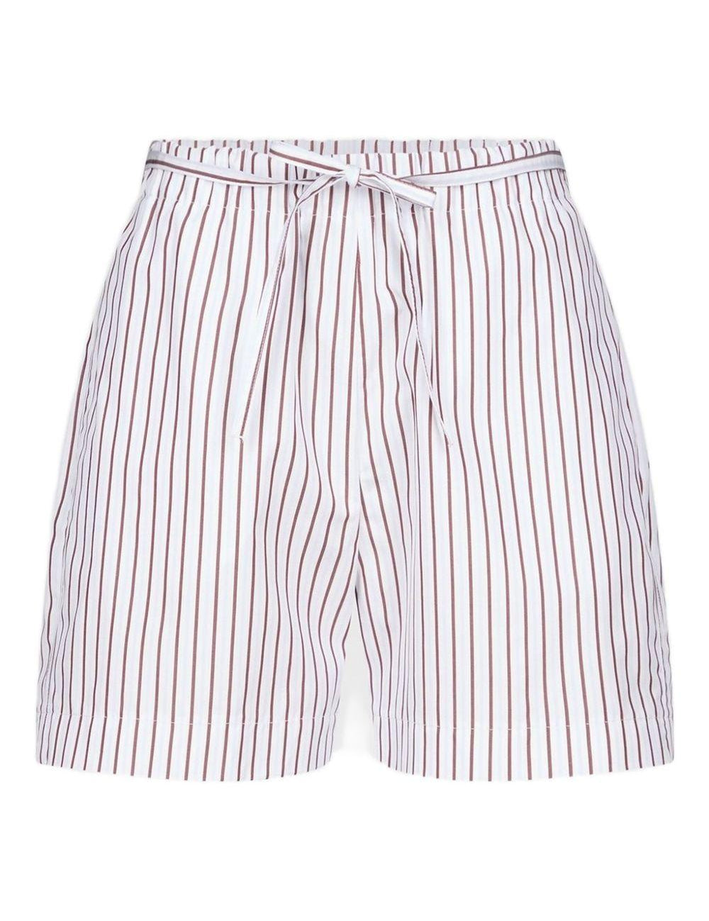 Shorts a righe Lory con coulisse in bianco e rosso Loulou de saison - donna 