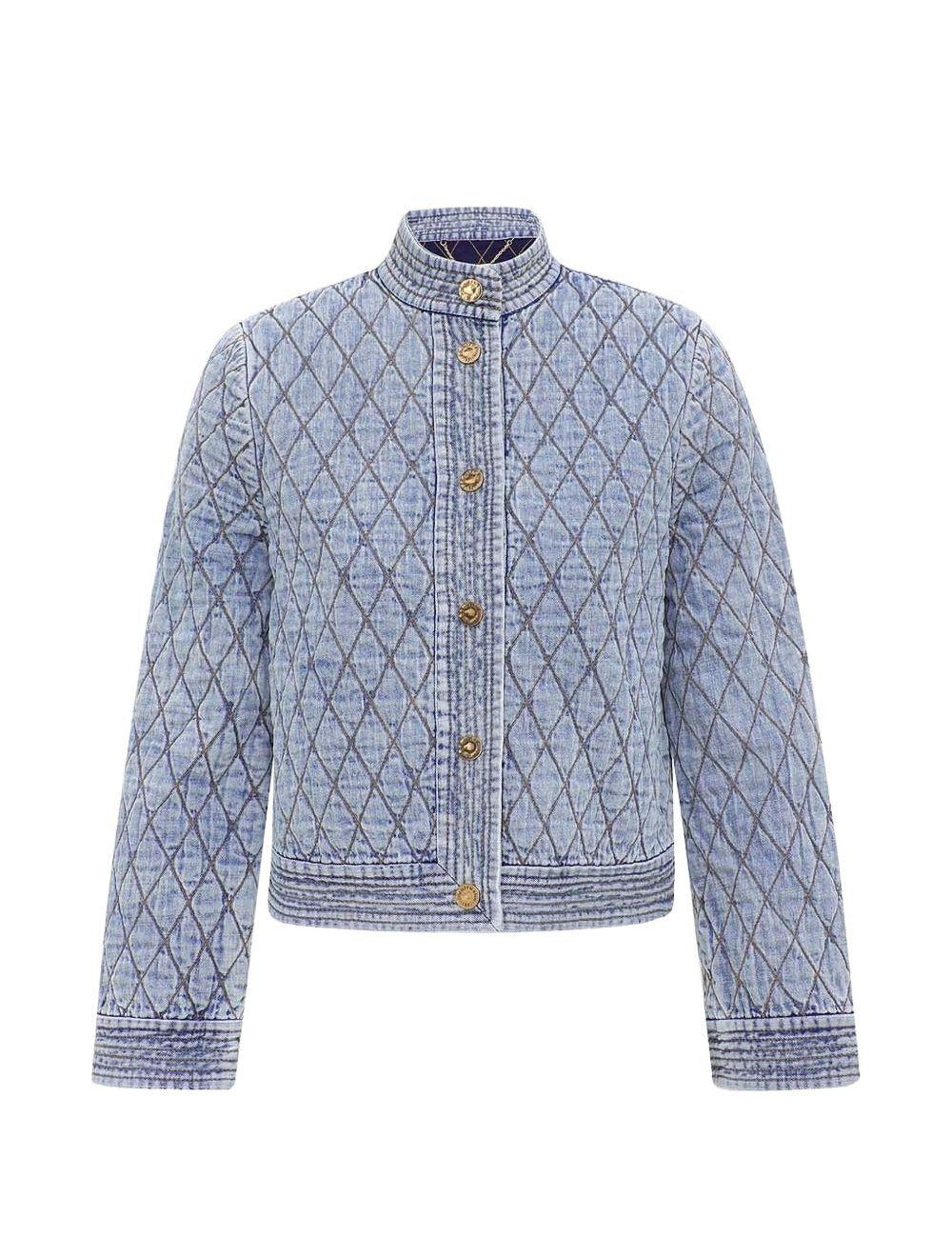 Giacca trapuntata in denim Indra in blu 
