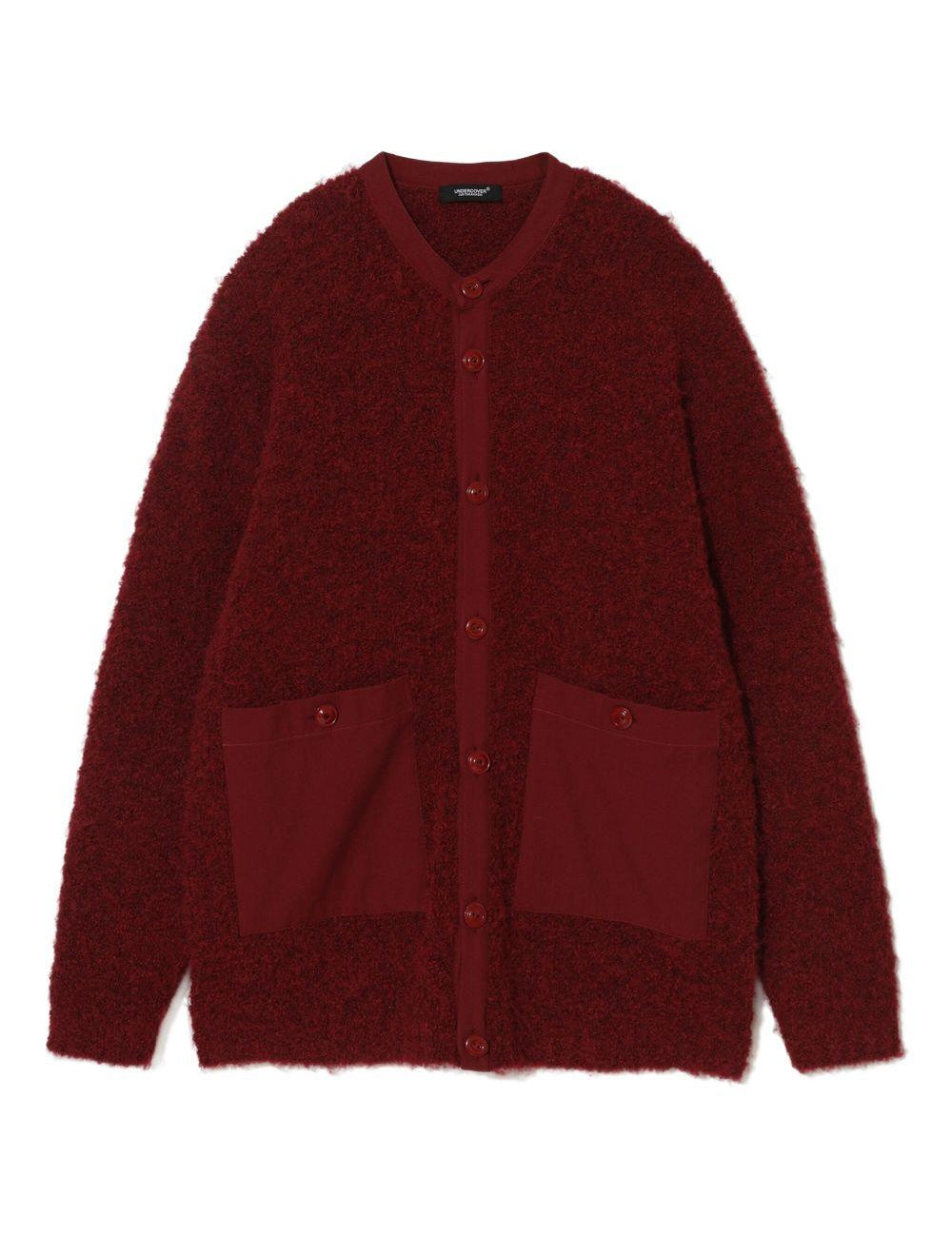 Cardigan girocollo in rosso Undercover - uomo 