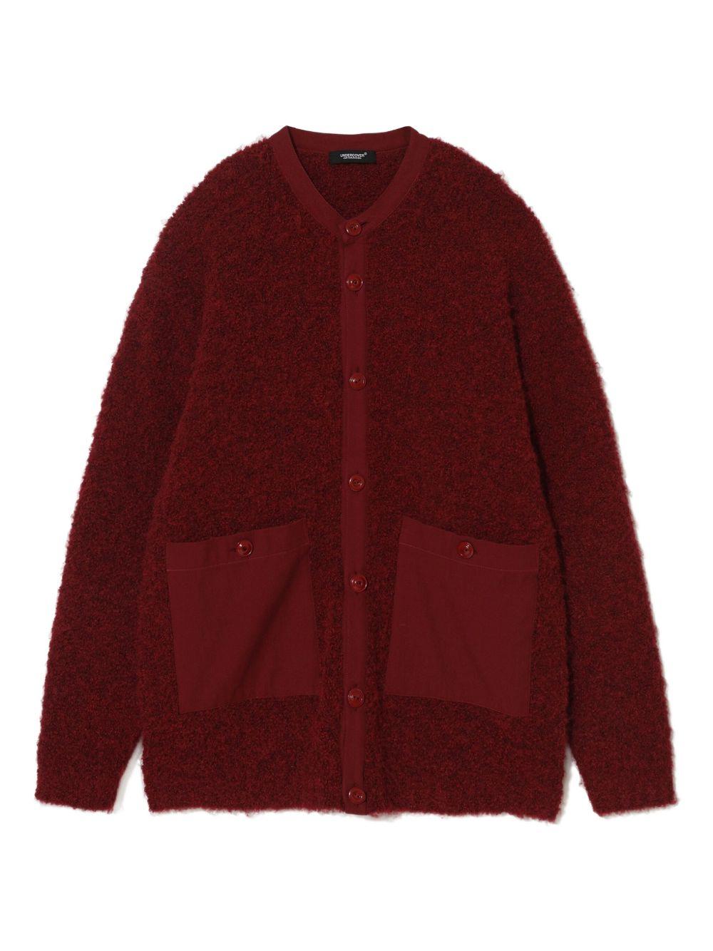 Cardigan girocollo in rosso Undercover - uomo 