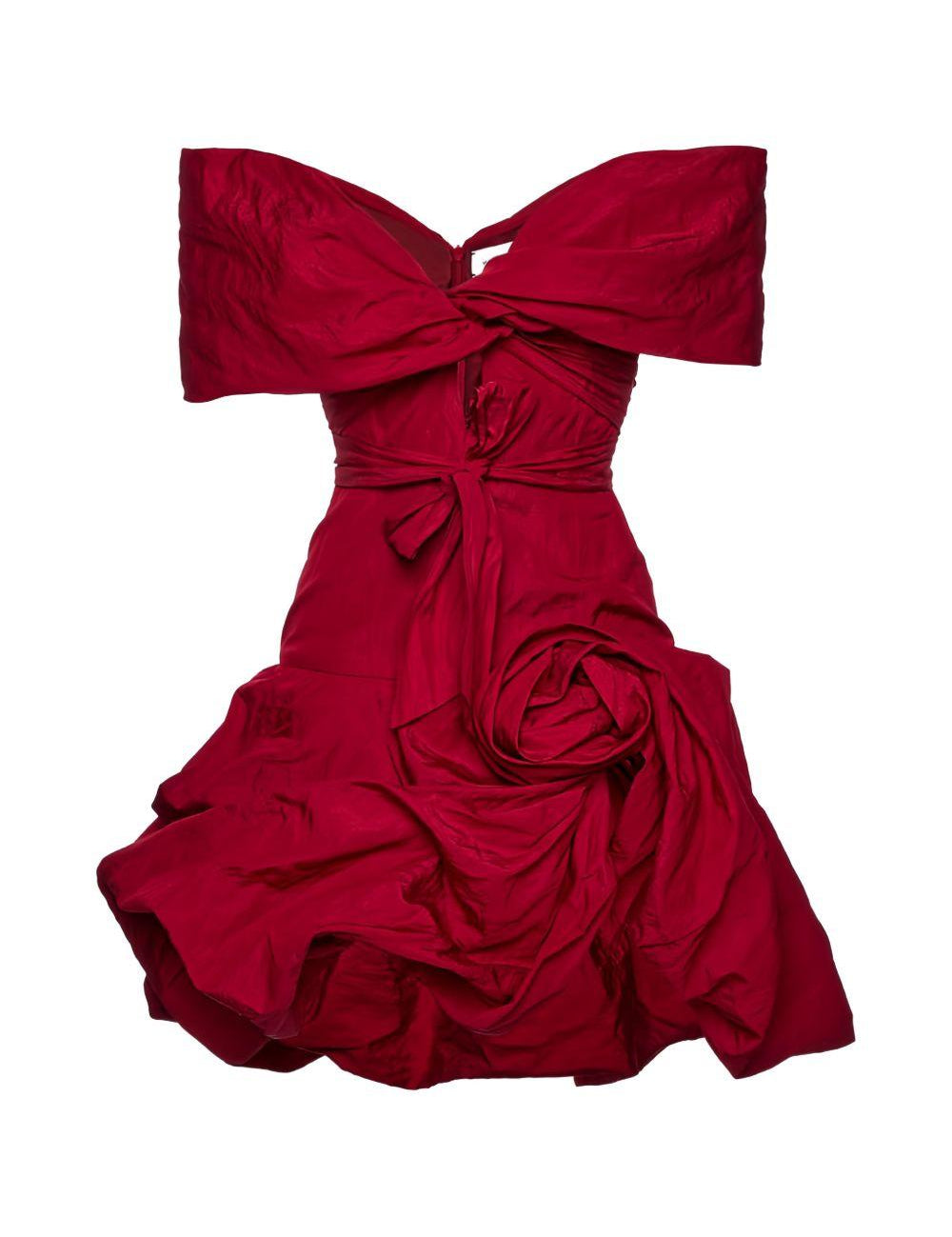 Mini abito con spalle scoperte con dettagli floreali in rosso Magda butrym - donna 