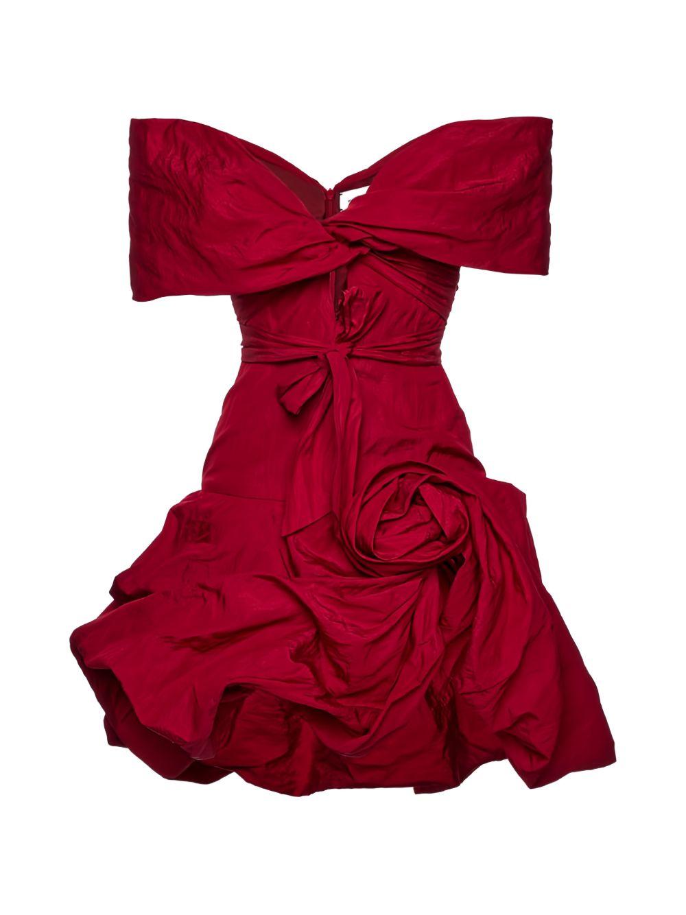 Mini abito con spalle scoperte con dettagli floreali in rosso Magda butrym - donna 