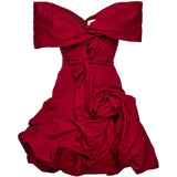 Mini abito con spalle scoperte con dettagli floreali in rosso Magda butrym - donna 