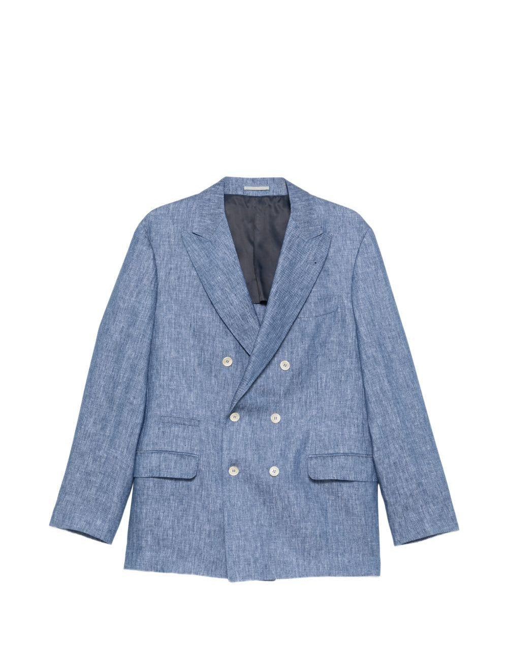 Blazer doppiopetto in blu Brunello cucinelli - uomo 