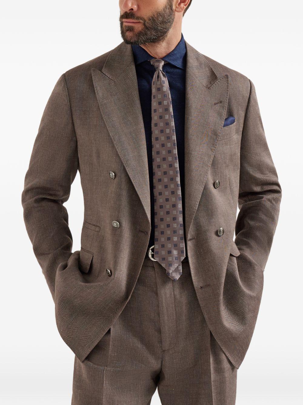 Blazer doppiopetto in marrone Brunello cucinelli - uomo 