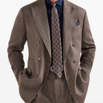 Blazer doppiopetto in marrone Brunello cucinelli - uomo 