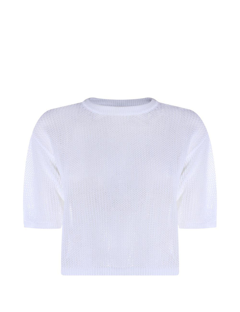 Top crop in maglia papavero in bianco Antonelli - donna 