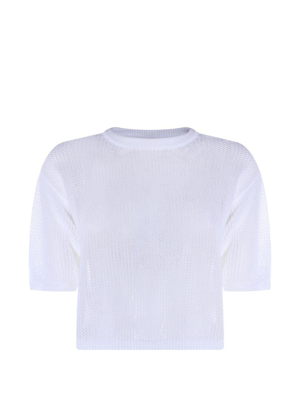 Top crop in maglia papavero in bianco Antonelli - donna 