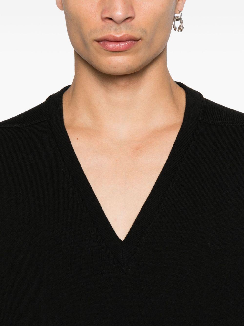 T-shirt con scollo a v in nero Rick owens - uomo 