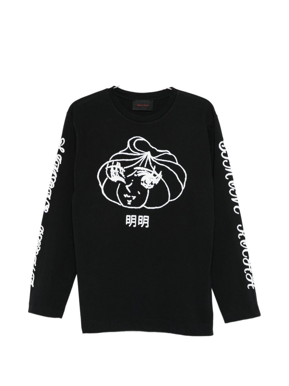 T-shirt a manica lunga stampata in nero Simone rocha - uomo 