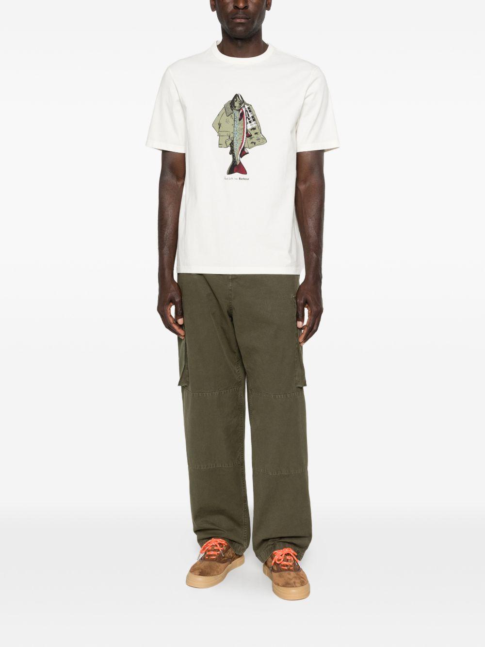 T-shirt con stampa grafica in bianco Barbour x paul smith - uomo 