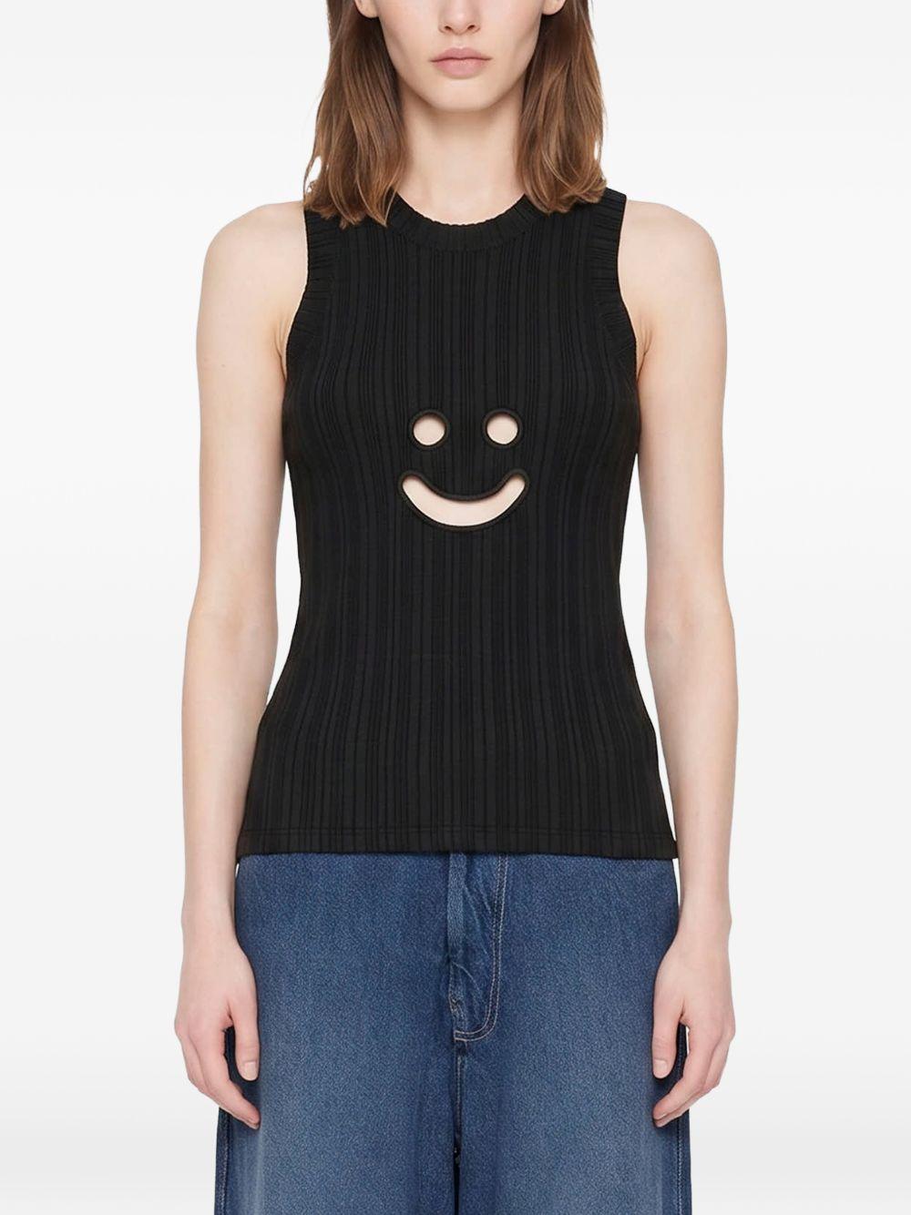 Canotta a coste con motivo smiley in nero Melitta Baumeister - donna 