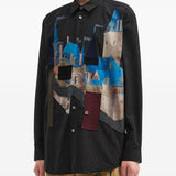 Camicia con stampa grafica in nero Khoki - uomo 