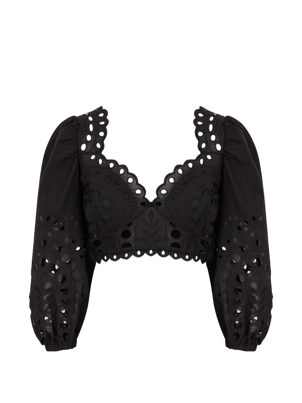 Top Luna con ricamo in nero Charo ruiz ibiza 1989 - donna 
