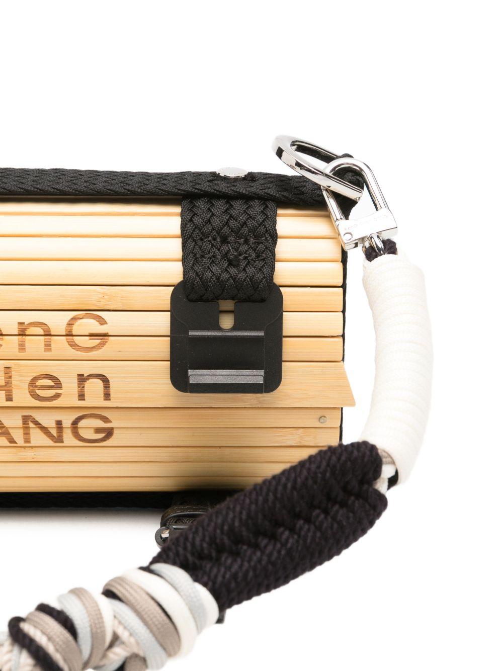 Borsa in bambù con tracolla intrecciata rimovibile in beige e nero Feng chen wang - unisex 